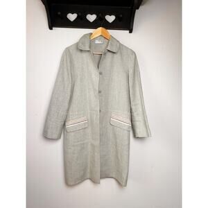 Marni Made in Italy Coat Blue Sky size 42 / 6 Striped pockets Long Cotton/ Flax